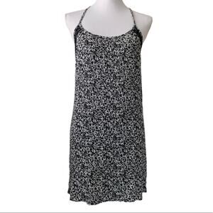 Poetry Floral Crinkle Lace Racerback Dress  Juniors Size S Black White